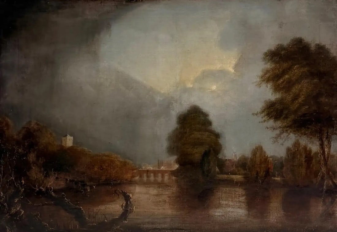 Fine 1790's English Oil Painting Moonlight Estuary Landscape Beautiful Quality 18th Century (1 of 8)