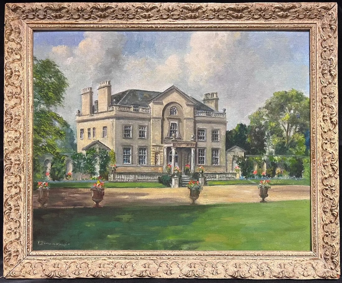 Country House Portrait Faringdon House Oxfordshire Grade 1 Listed Oil Painting: Faringdon House, Oxfordshire English School, mid 20th century inscribed to label verso oil on board, framed framed: 19 x 23 inches provenance: private collection, England condition: very good and soun