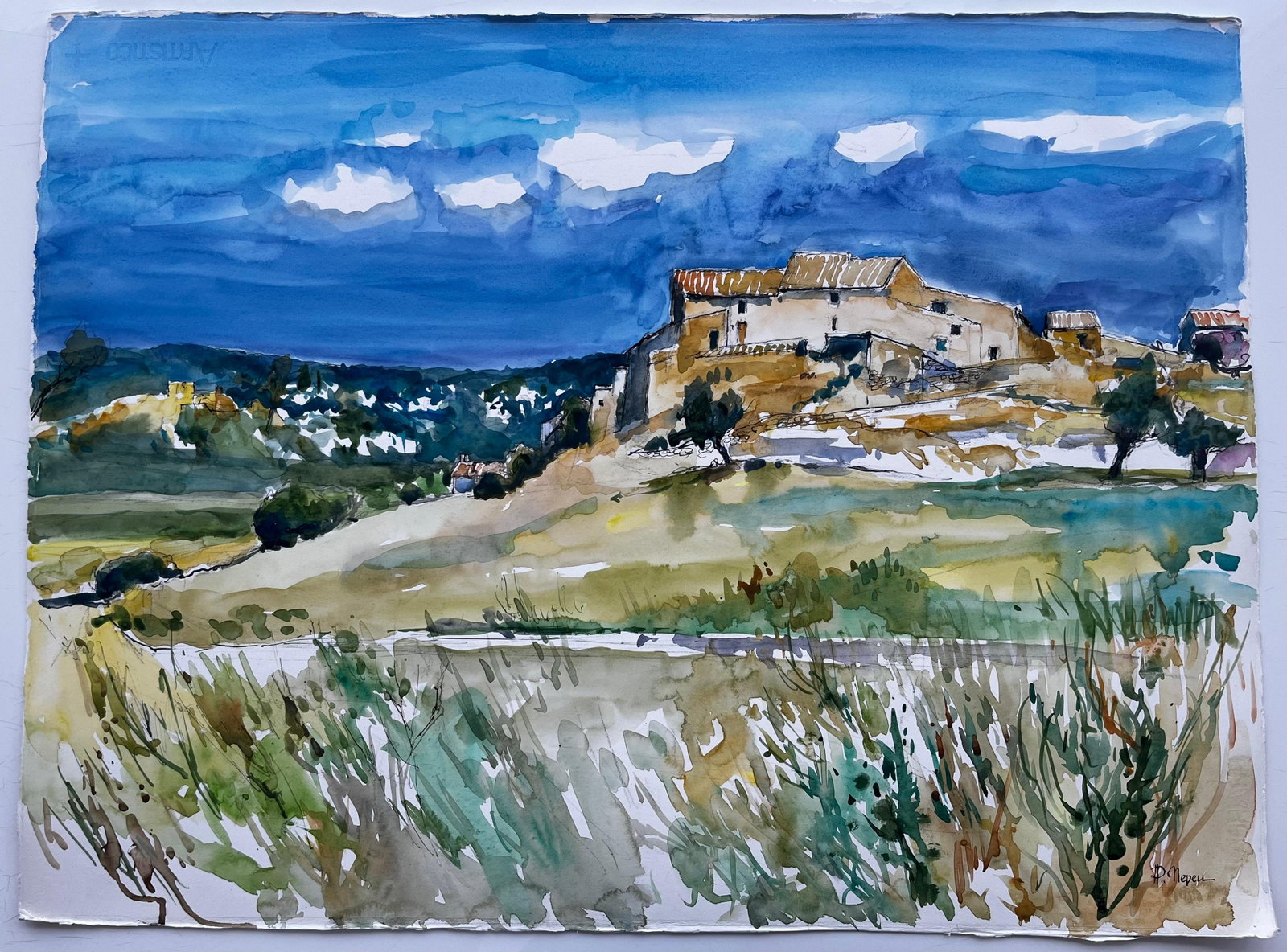 La Roche d'Ongle Provence Landscape Watercolor by Pierre Neveu (1 of 9)