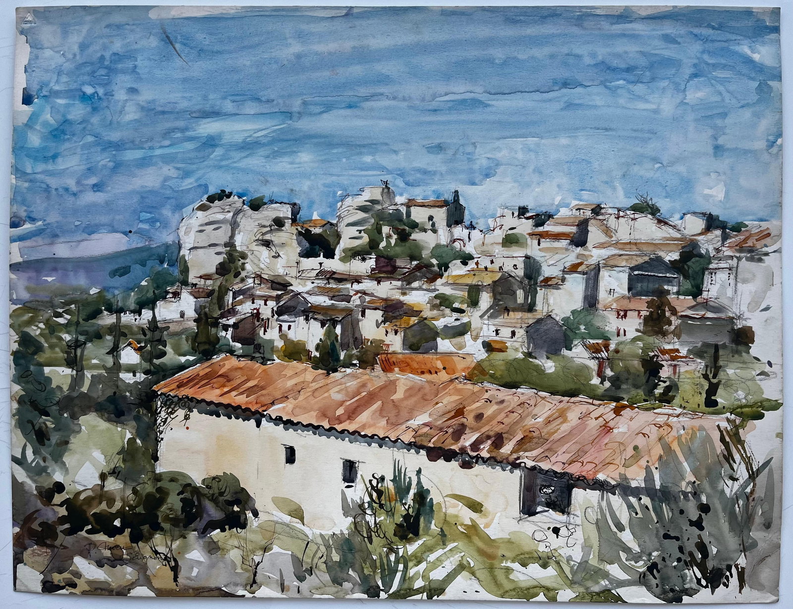 Saignon Provence Village Rooftops Watercolour by Pierre Neveu (1 of 7)