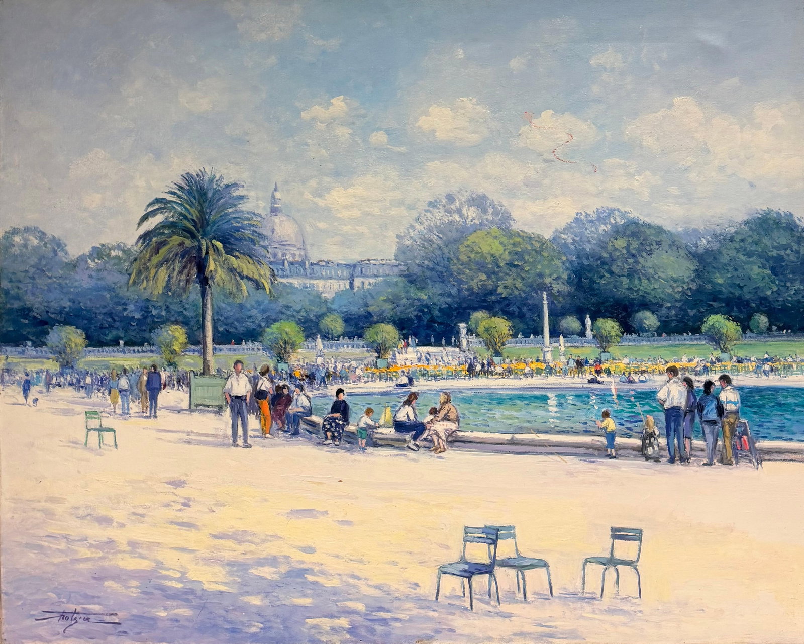 French Impressionist Jardin Luxembourg Paris Oil Painting (1 of 11)