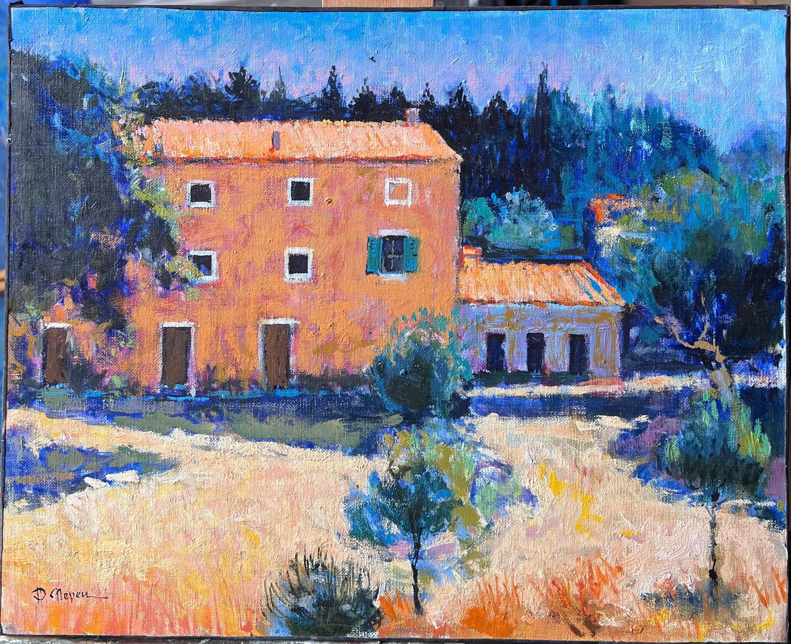 Pierre Neveu Sunlit Provencal Farmhouse Apt France Oil Painting (1 of 8)