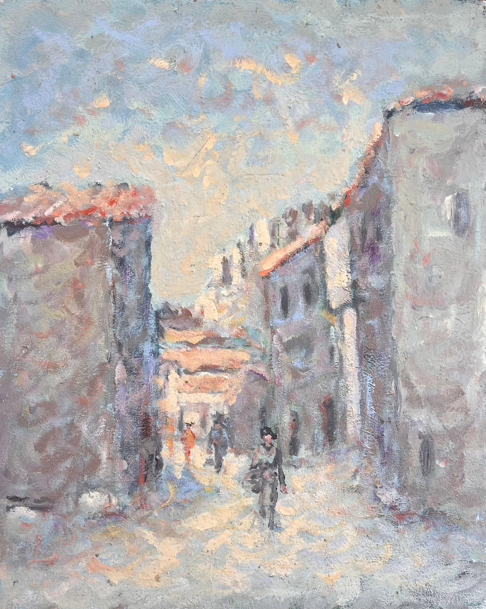 Fanch Lel French Impressionist Street Scene Figures Sunlit Buildings (1 of 8)