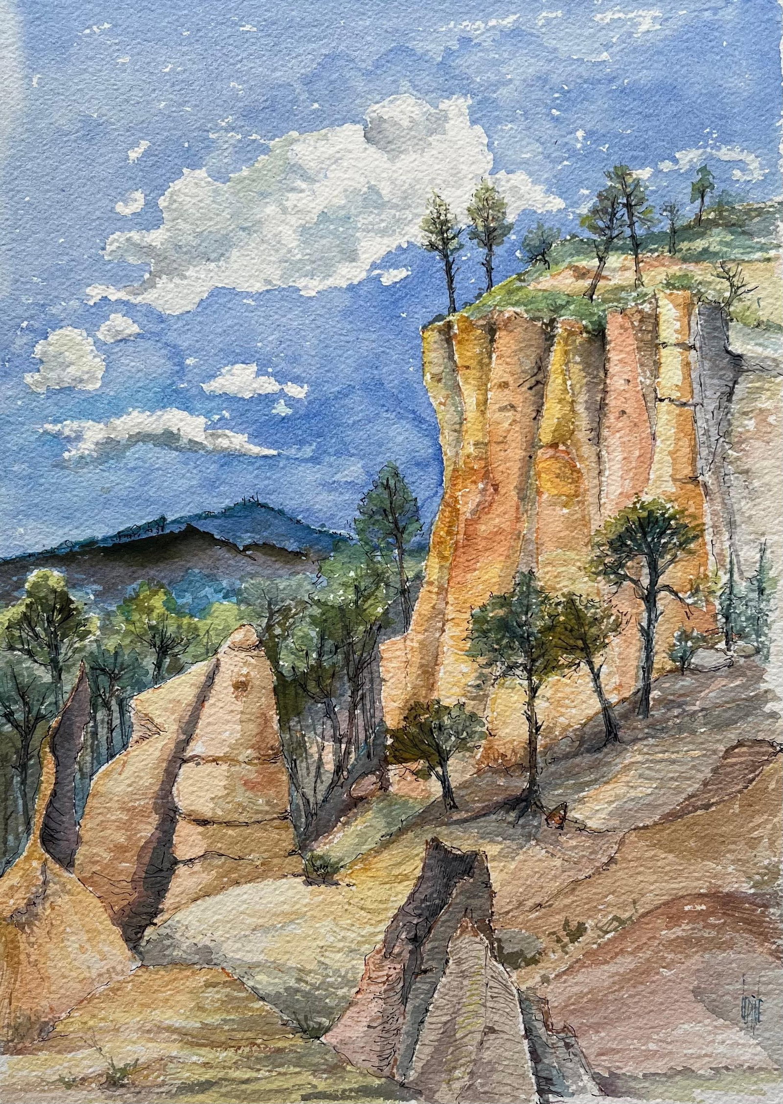 Robert Lepine Provence Roussillon Ochre Cliffs Watercolor (1 of 7)