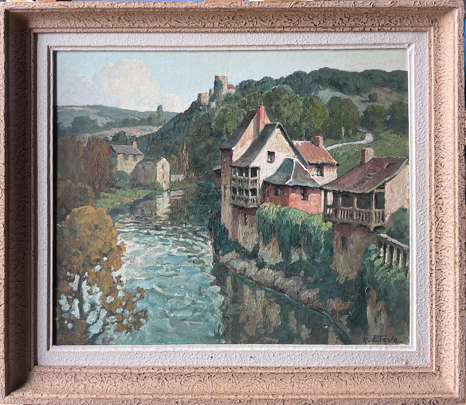 Felix Raoul Eteve Sleepy Old Town on River Oil Painting (1 of 13)