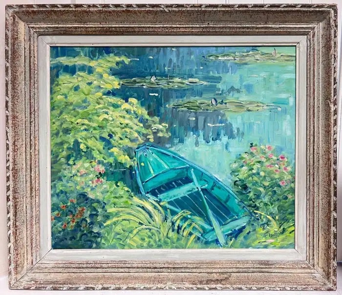 The Waterlily Pond at Giverny Signed French Impressionist Framed Oil Painting (1 of 10)