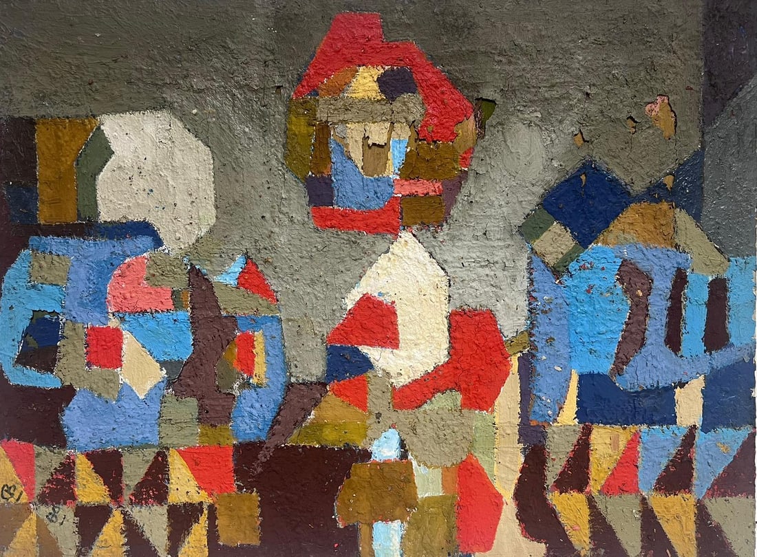 Amazing Mid 20th Century Cubist Abstract Cubist Oil Painting Listed Artist (1 of 9)