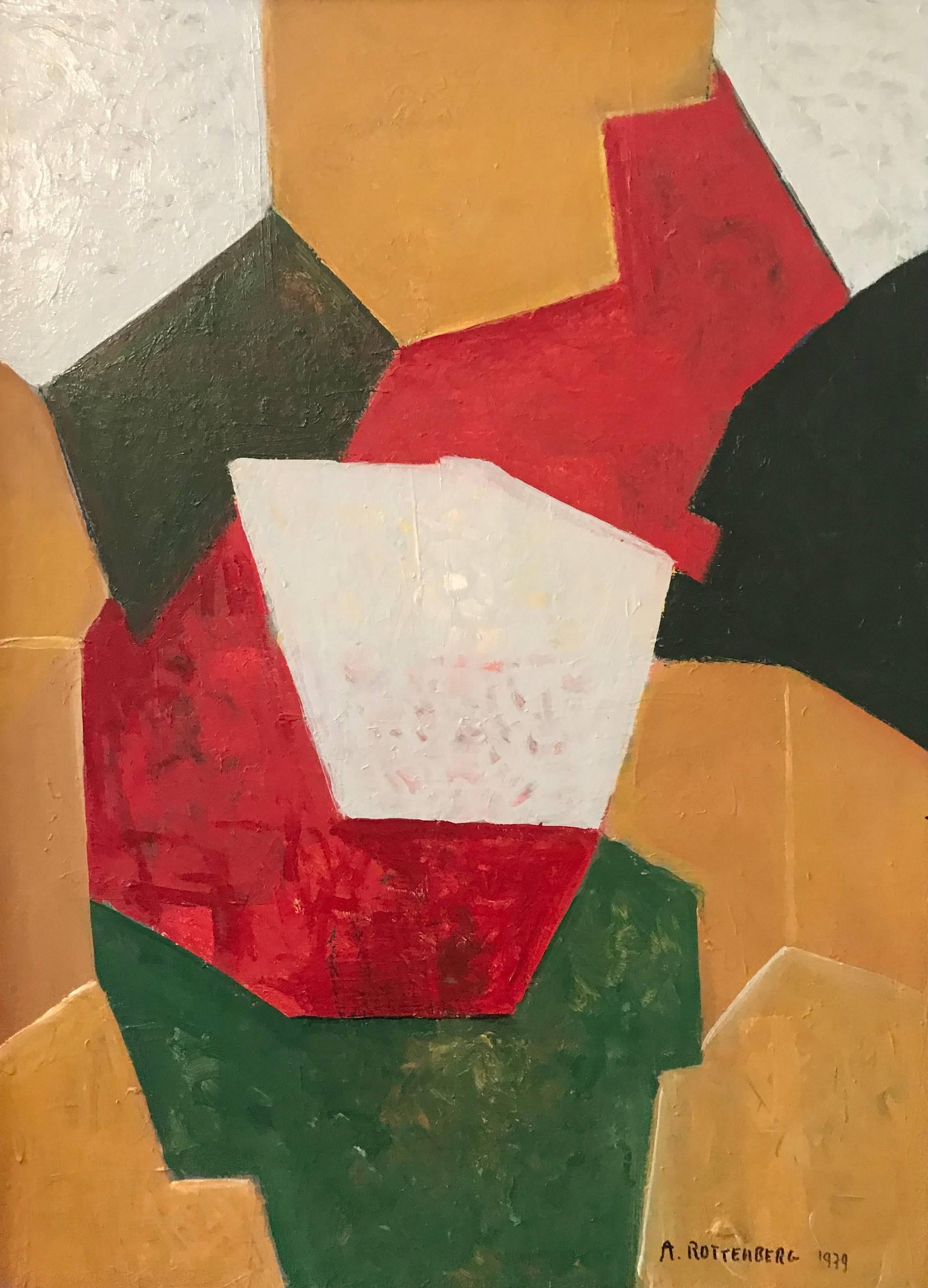 Composition aux 6 Couleurs, Cubist Oil Painting on Board, Signed 1979 (1 of 10)