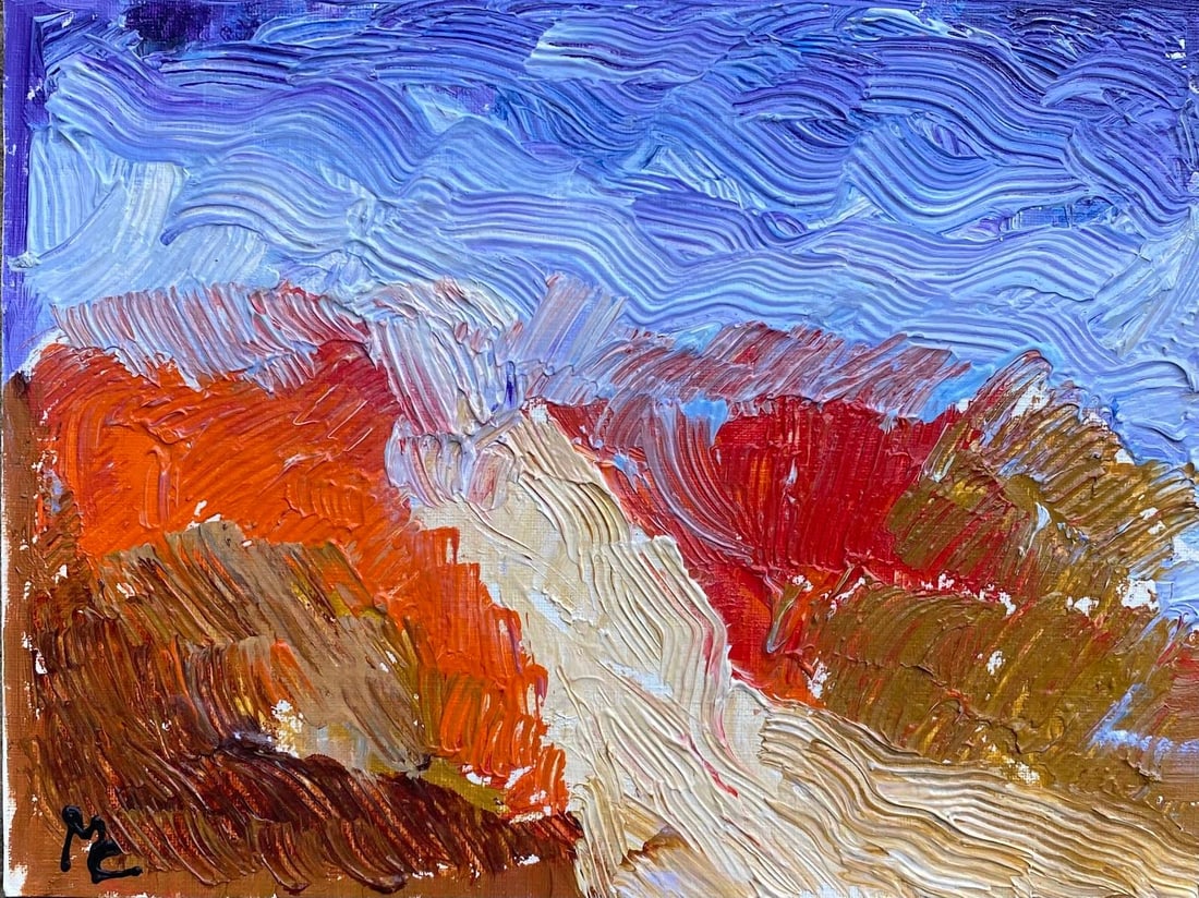 Bright & Colorful French Landscape Impressionist Oil Painting Autuminal Scene: Maggy Clarysse (1931-2011) Oil on thick card, unframed 7.5 x 9.5 inches Signed Initials condition: good provenance: all the paintings we have by this artist have come from the artists estate Born in B