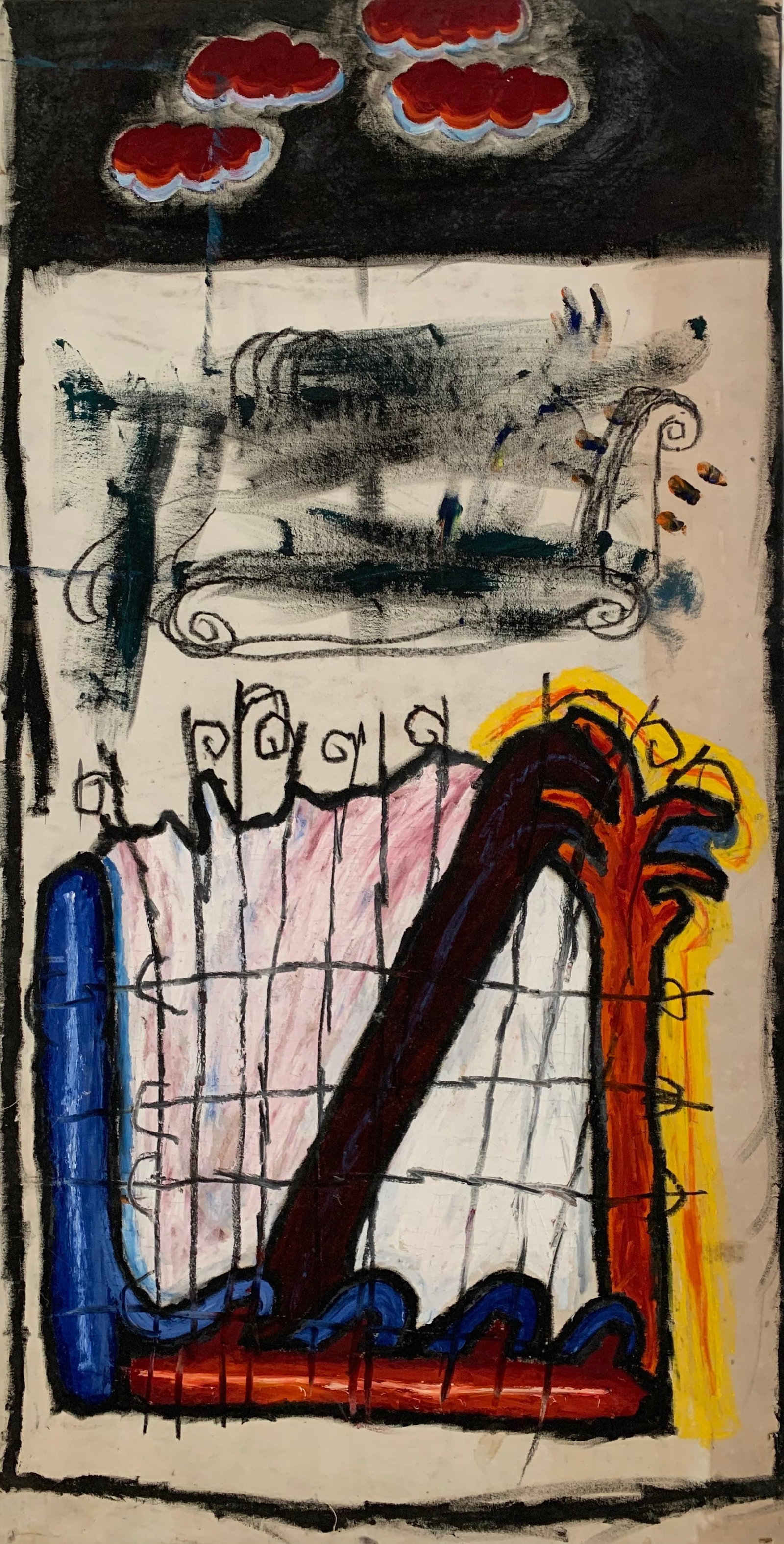 Neo Expressionist Huge French Abstract Oil Painting Color Forms and Movement (1 of 6)