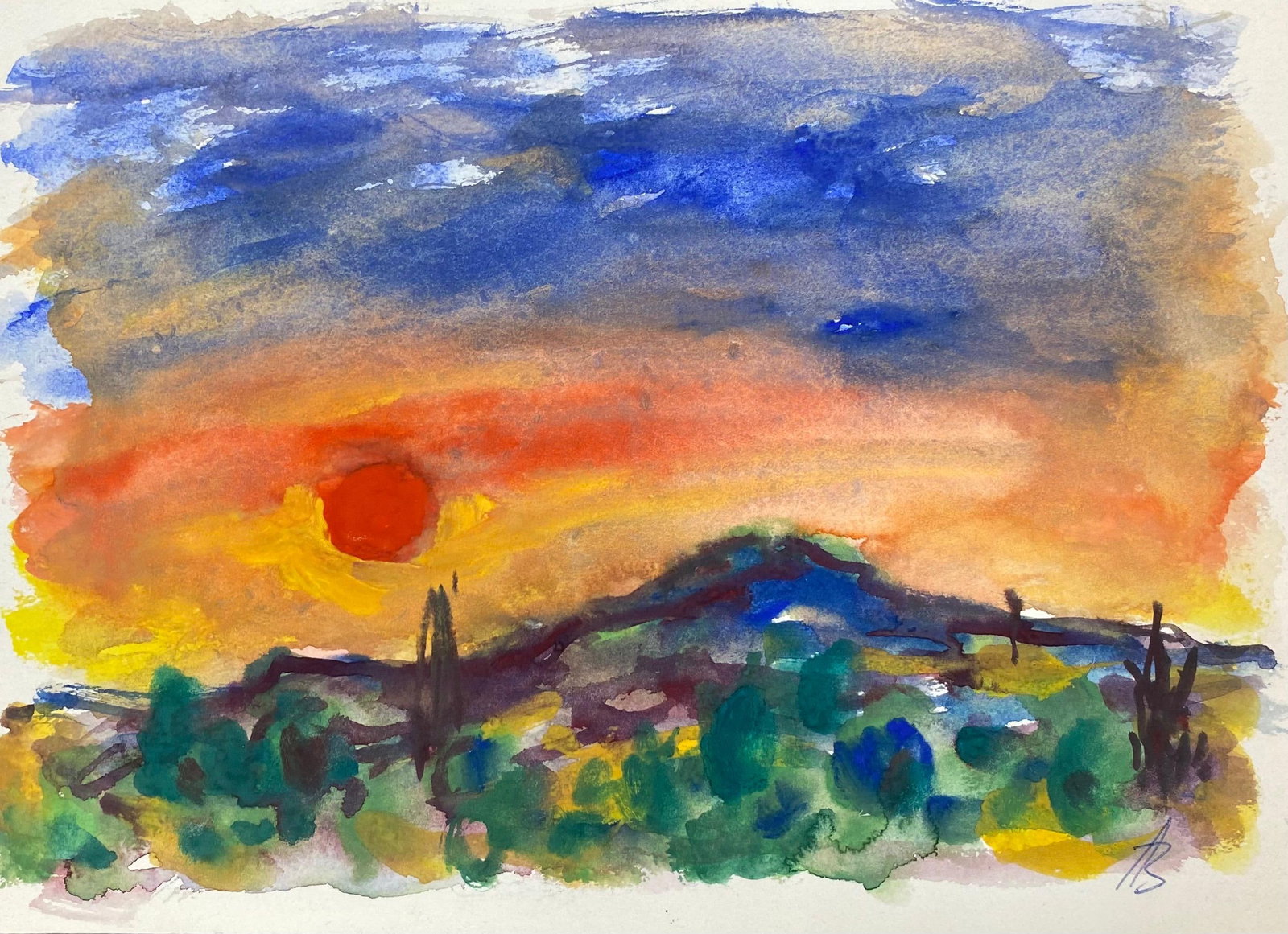 Provence Sunset French Expressionist Original Painting (1 of 6)