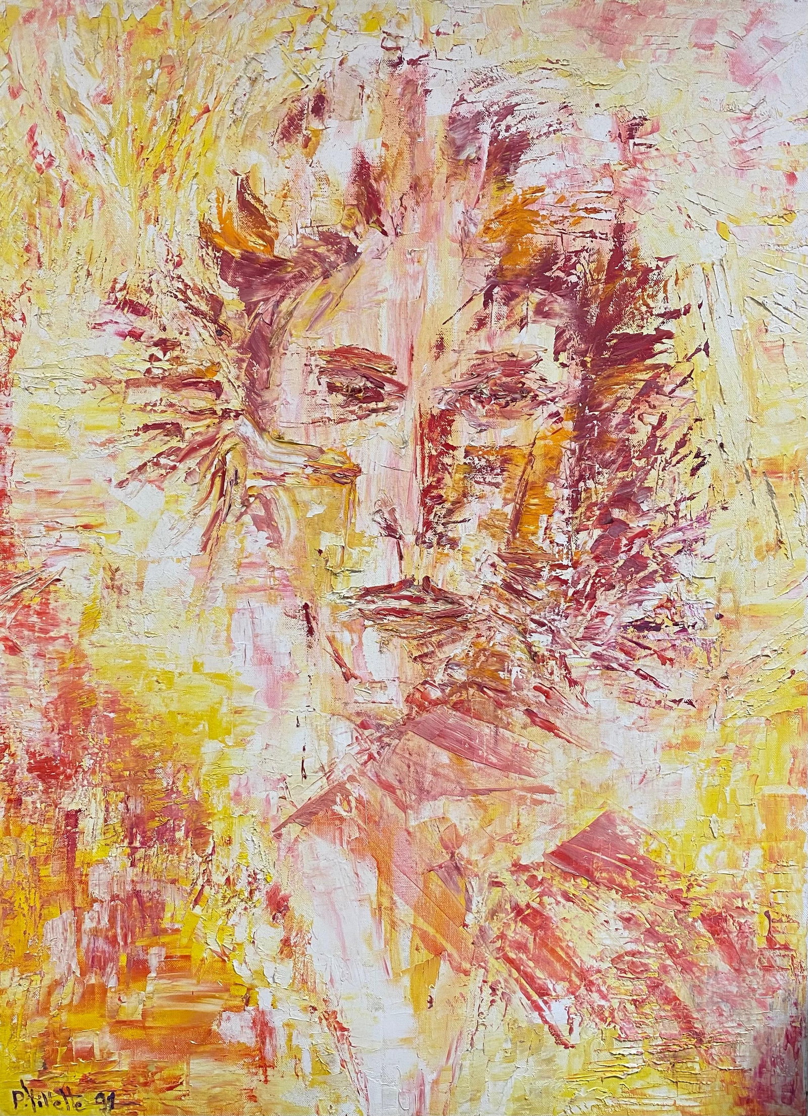 20th Century Original French Signed Expressionist Oil Painting - Abstract Face (1 of 7)