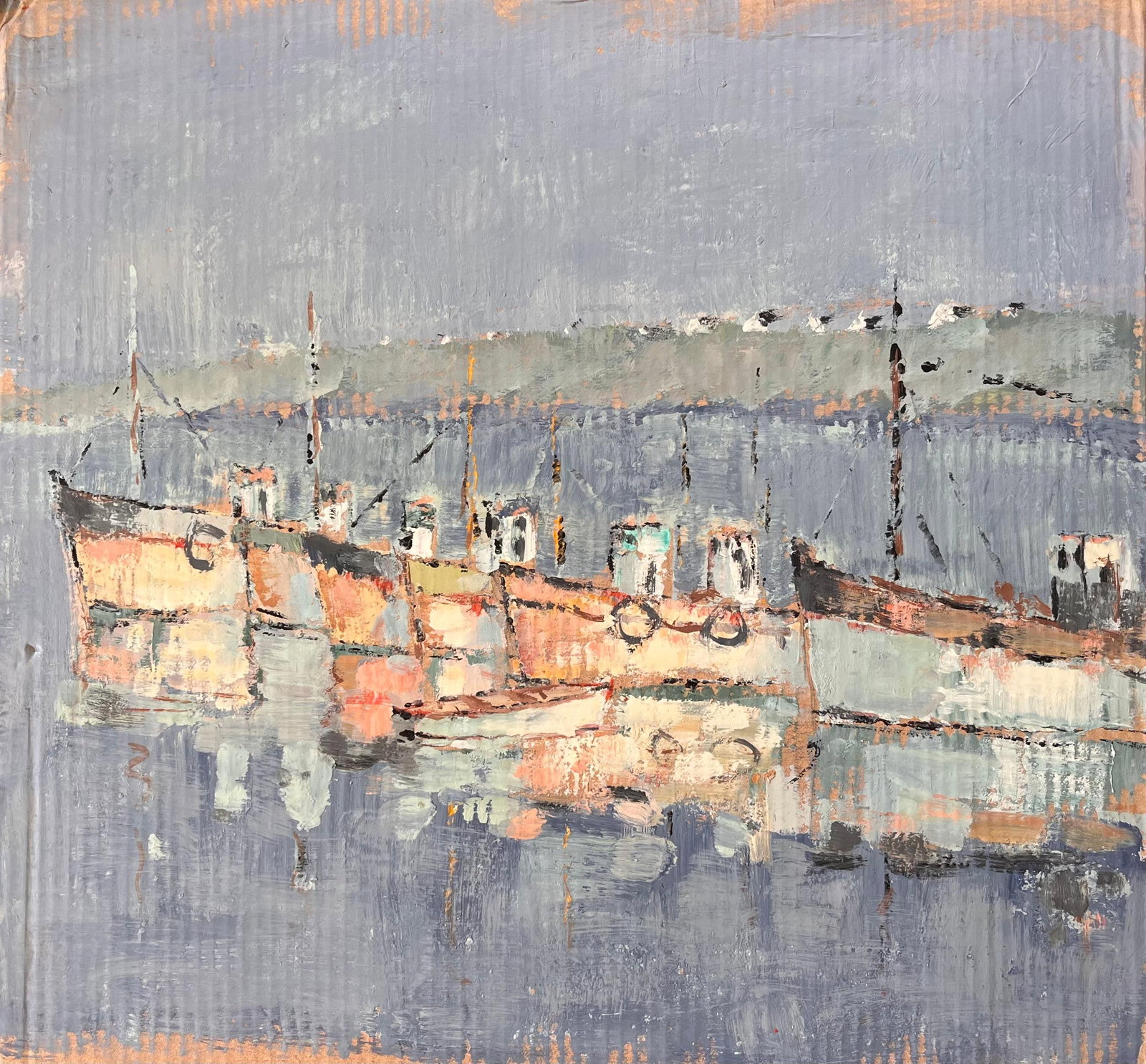 French Impressionist Harbour Scene with Moored Fishing Boats by Fanch Lel (1 of 8)