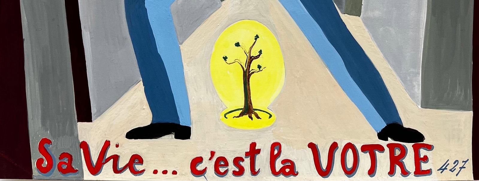 Protect Nature French Modernist Environmental Poster Style Figure and Tree: Title: Protect Nature French Modernist Environmental Poster Style Figure and Tree Guy Nicod (French 1923 - 2021) Gouache on artist paper, unframed Size: 15.75 x 11.75 inches (height x width) Provenanc