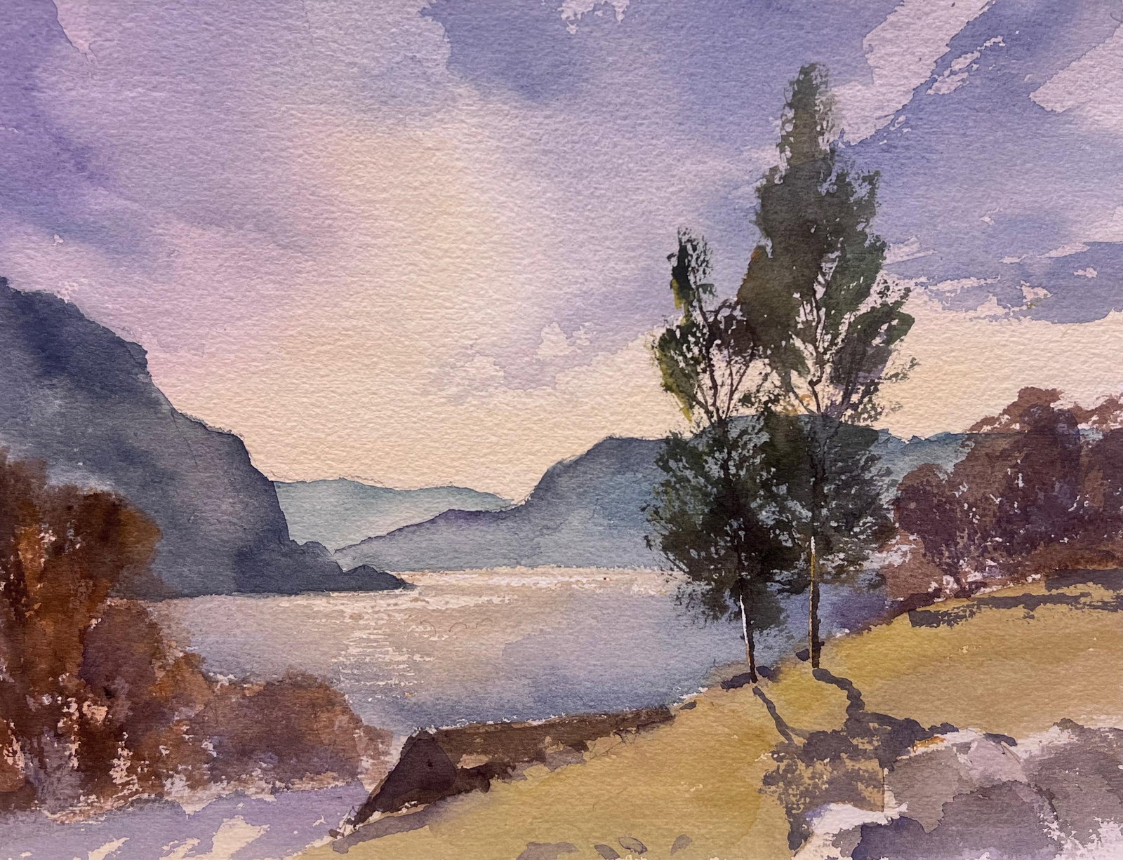 British Original Impressionist Watercolor Lake District Open Landscape View (1 of 5)