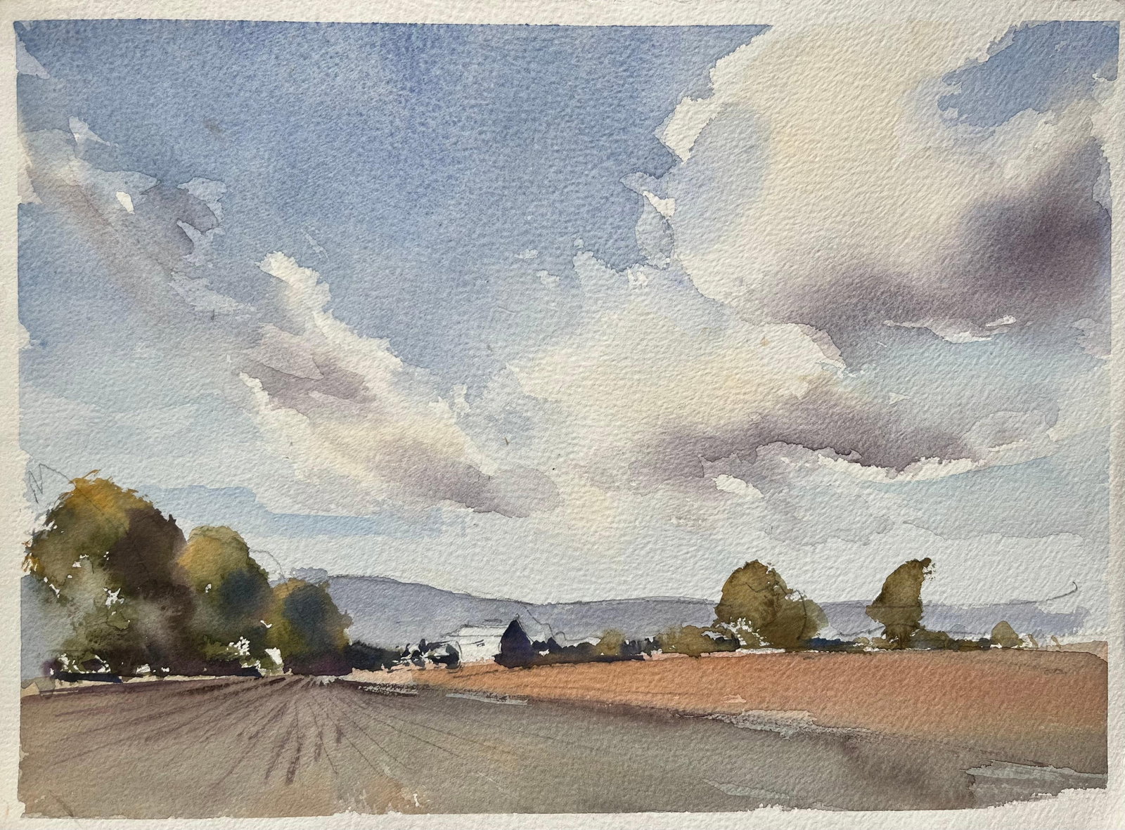 British Watercolor Countryside Dramatic Sky Landscape (1 of 7)