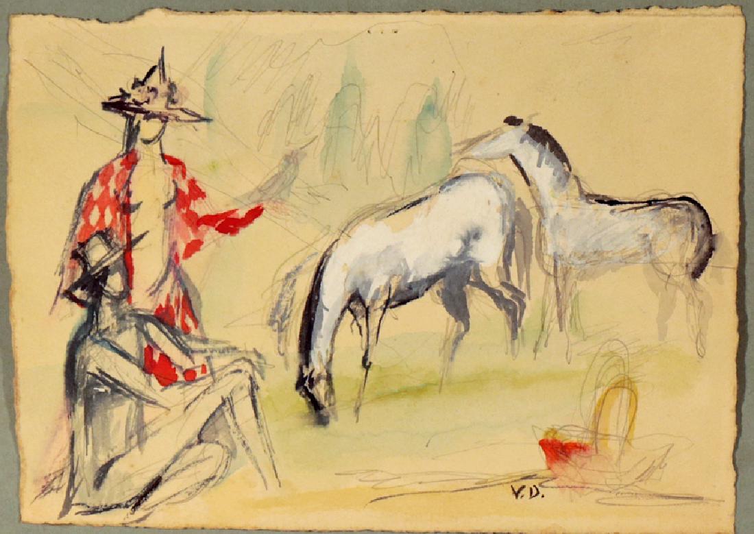 KEES VAN DONGEN DUTCH/FRENCH 1877-1968: Untitled, mixed media, 11 1/2 x 15 in. (29.2 x 38.1 cm), signed lower right