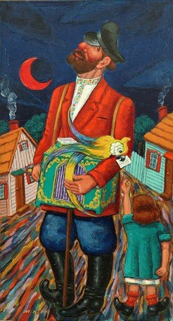 MAURICE KISH RUSSIAN/AMERICAN 1895 - 1987: Organ Grinder, Oil on board, 15 x 8 1/2 in (38.1 x 21.5 cm), signed lower left, PROVENANCE: From the Steven and Stephanie Wasser Collection (Wellesley, MA.). Assembled from 2003-2013 focusing on the e