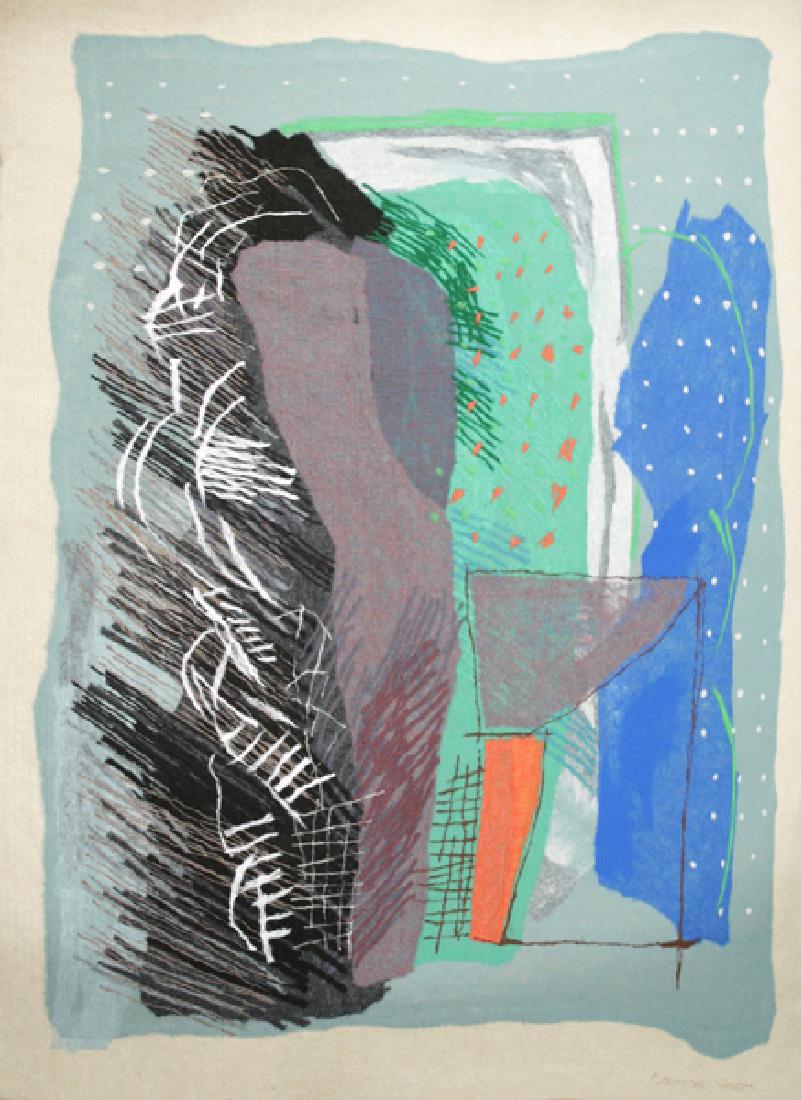 CALMAN SHEMI ARGENTINIAN/ISRAELI B.1939: Woman by the Mirror, tapestry, 50 3/4 x 71 in (128.9 x 180.3 cm), signed lower right, titled and resigned verso