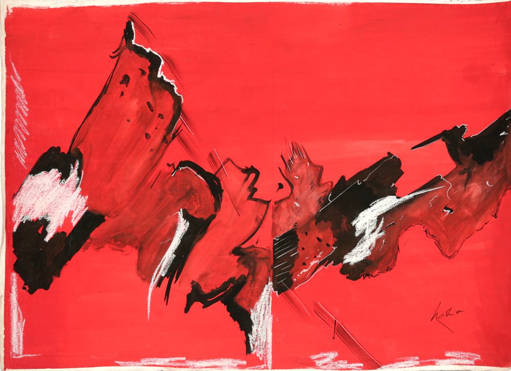 GEORGES MATHIEU FRENCH 1921-2012: Untitled, gouache on paper, 26 1/4 x 40 in (66.6 x 101.6 cm), signed lower right, PROVENANCE: Private Collection Philadelphia, PA.