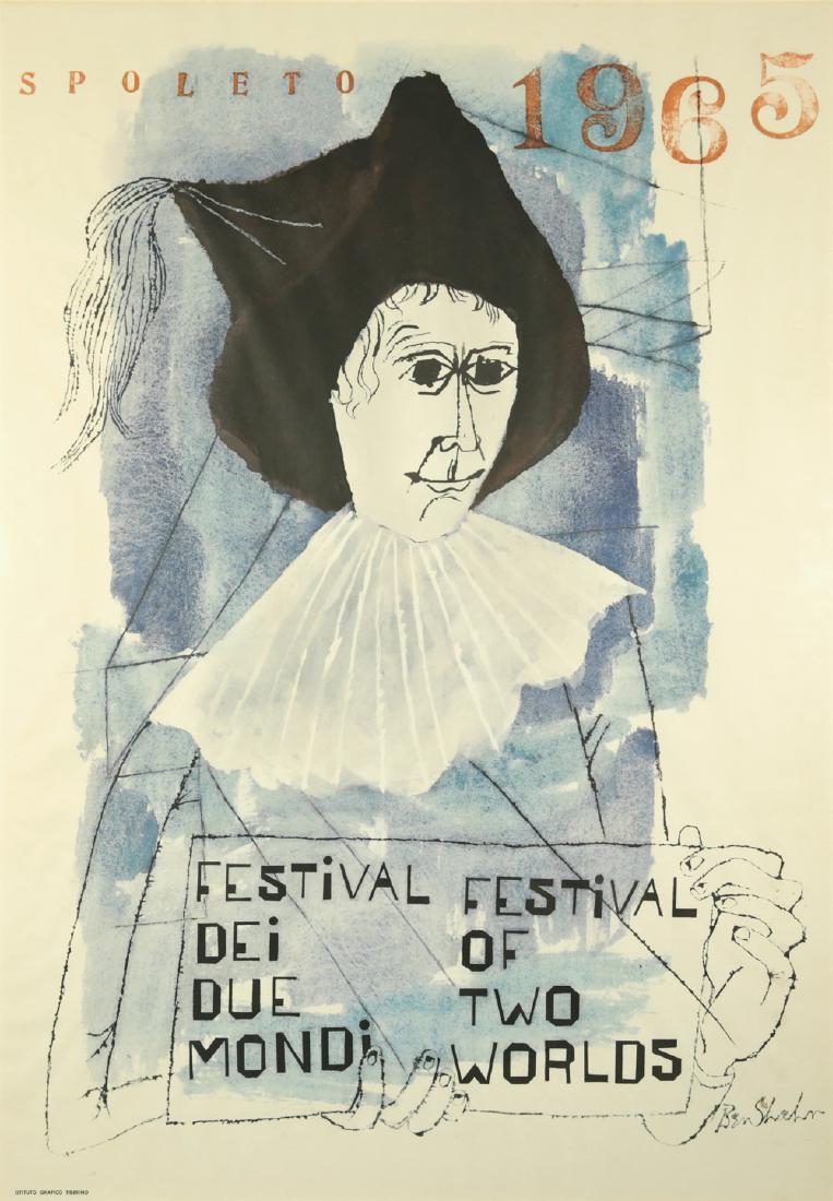 BEN SHAHN AMERICAN 1898-1969: Spoleto 1965, offset lithograph, 39 1/4 x 27 1/2 (99.7 x 69.9cm), signed lower right