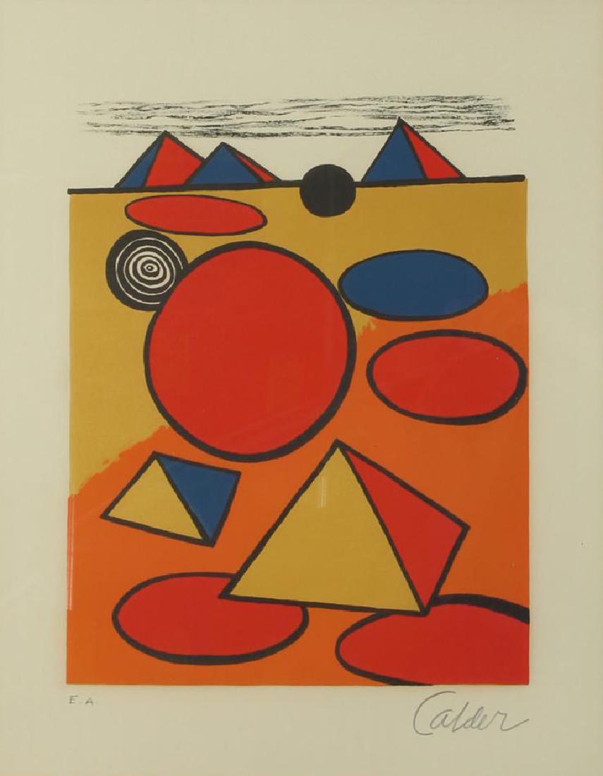 ALEXANDER CALDER AMERICAN 1898-1986: Le Petite Pyramids, 1972, original lithograph in colors, 18 ½ x 13 ½ in (47 x 34.3 cm), unframed, Signed by the artist in pencil, and numbered, Edition of 150 + EA