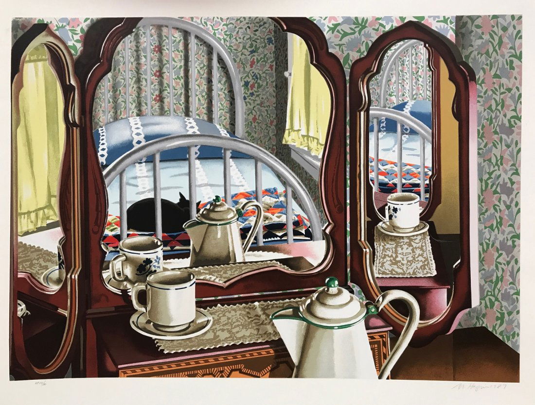 NANCY HAGIN AMERICAN B.1940: Red and White Quilt, silkscreen, 24 x 32 in (60.9 x 81.2), pencil signed lower right dated 1987, AP 25/30