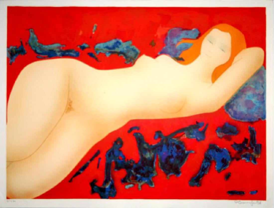 ALAIN BONNEFOIT FRENCH B.1937: Reverie, Lithograph, 22" x 30 in, signed lower right, Edition 74/250