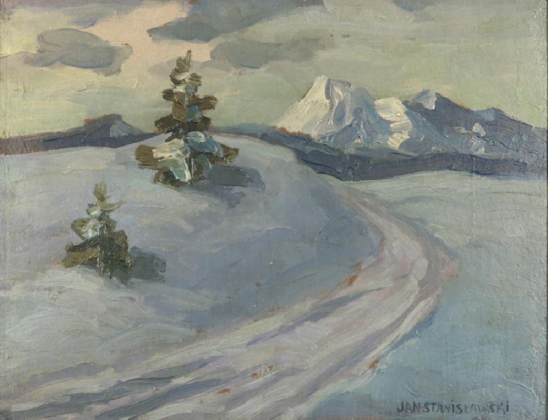JAN STANISLAWSKI POLISH 1860-1907: Tatra Mountains - Cyrhla, oil on cardboard, 10 3/4 x 13 1/2in (27.3 x 34.3 cm), signed lower right, PROVENANCE: Letter of provenance included from a prviate collector in Saratoga Springs, NY
