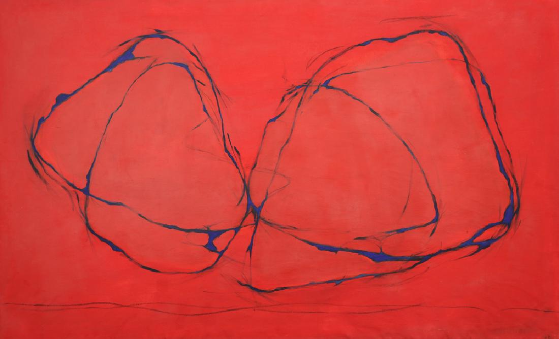 CLEVE GRAY AMERICAN 1918-2004: Raqia, 1994, acrylic on canvas, 45 x 72 in (114.3 x 182.88 cm) signed and dated ‘94 on verso