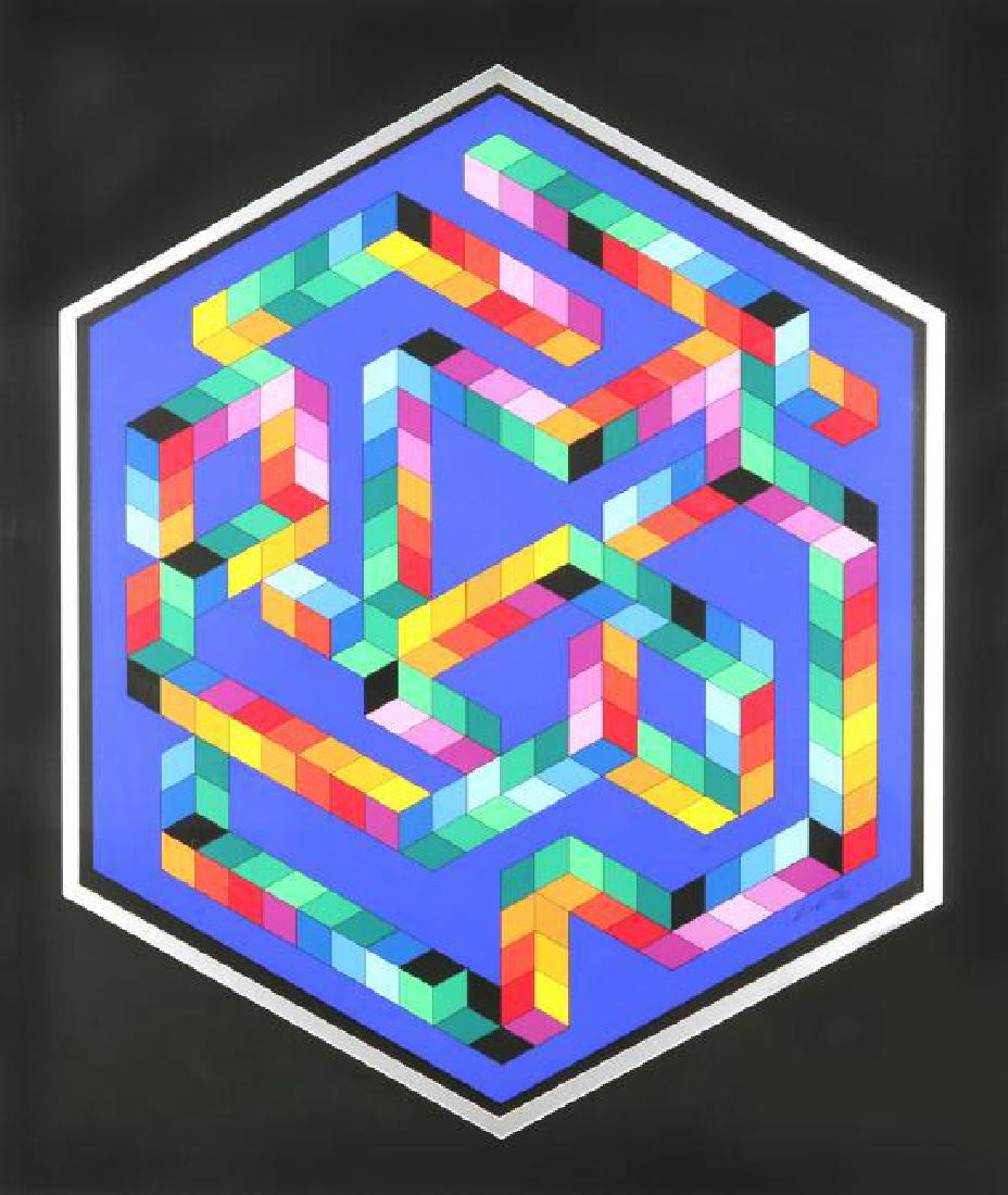 VICTOR VASARELY HUNGARIAN/FRENCH 1906-1997: Composition, colored serigraph, 31 x 25 in , signed lower right, Edition 131/250