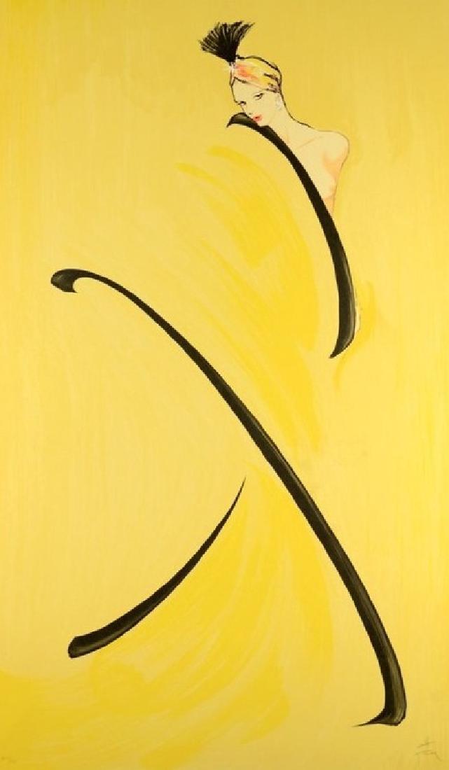 RENE GRUAU FRENCH/ITALIAN/AMERICAN 1909-2004: La Femme Au Jaune, color lithograph, 50 1/2 x 30 in (128.3 x 76.2 cm), signed lower right ED 58/300