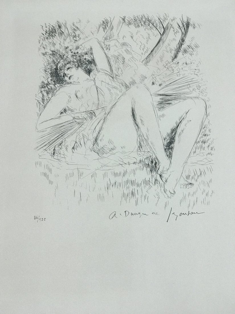 ANDRE DUNOYER DE SEGONZAC FRENCH 1884-1974: Nude, lithograph, 20 1/2 x 30 1/2 in (52.1 x 77.5 cm), signed lower right, Edition: 86/125