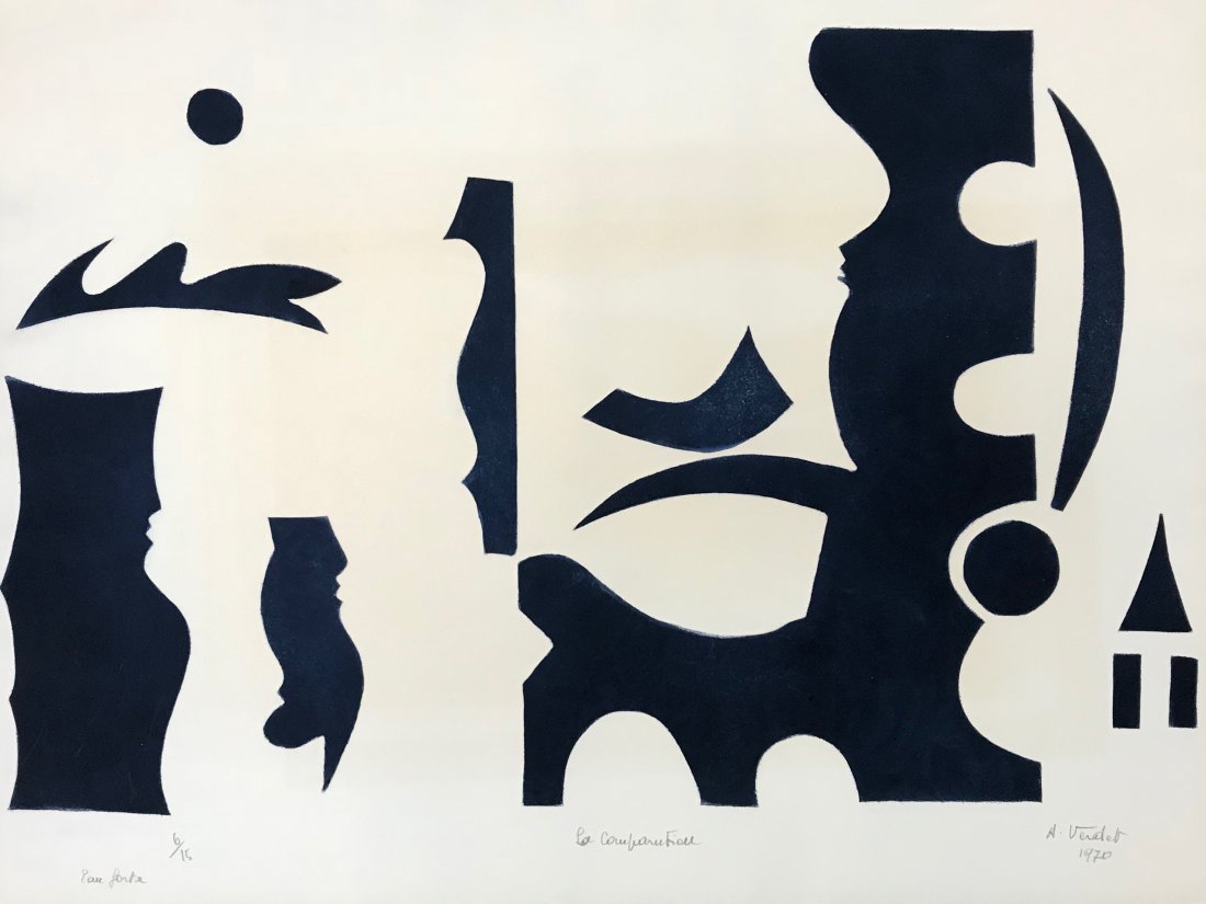 ANDRE VERDET FRENCH 1913-2004: Abstract Composition (1970), lithograph, 29 1/2 x 22 in (74.9 x 55.8 cm), signed lower right dated 1971, Edition 6/15