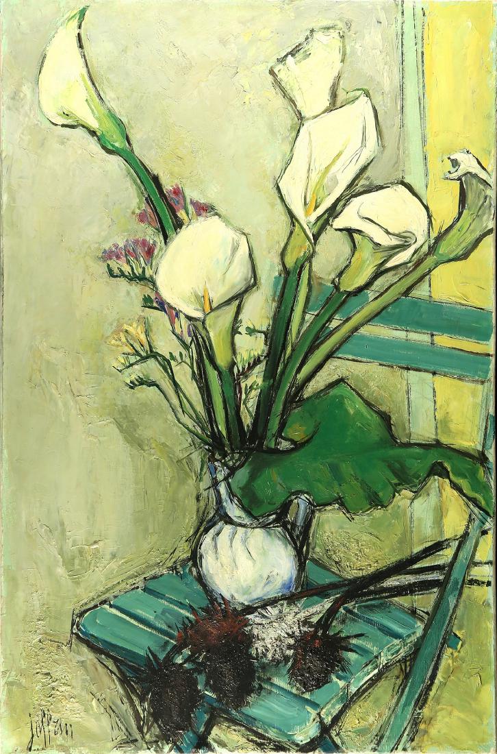 GUILY JOFFRIN FRENCH 1909-2007: Lillies, oil on canvas, 39 x 26 in (99.06 x 66.04 cm), signed lower left