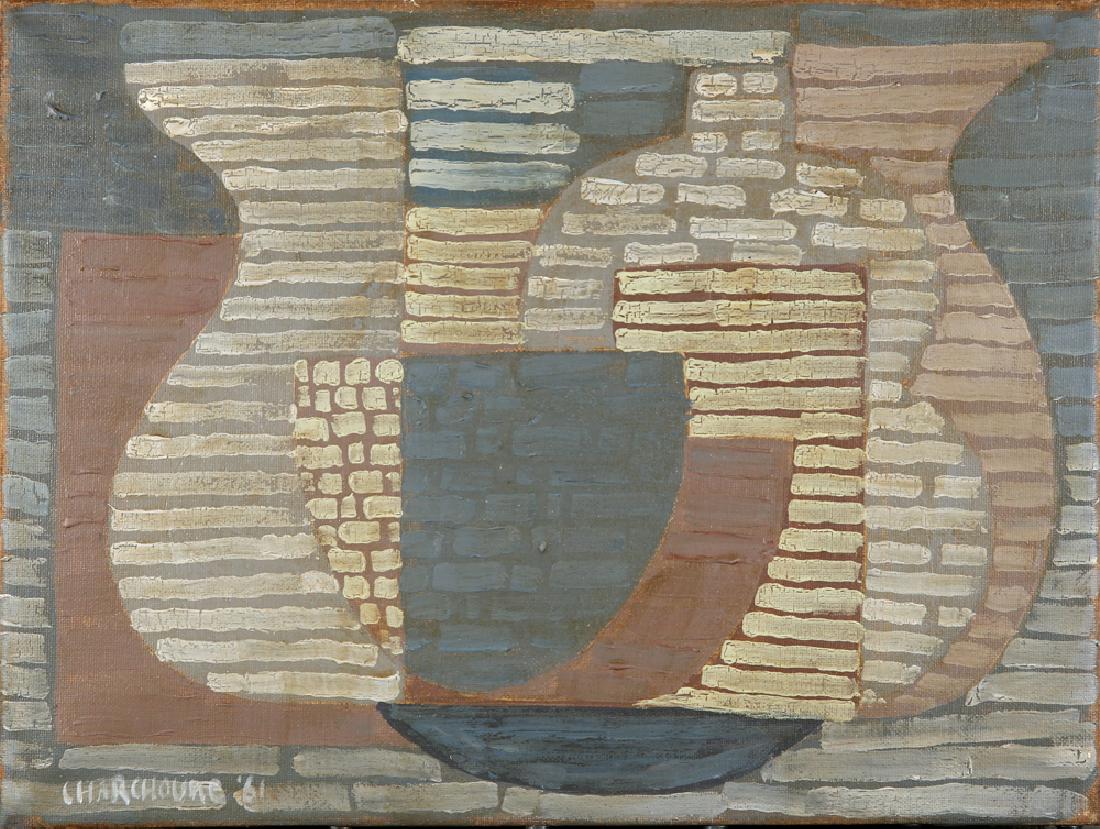 SERGE CHARCHOUNE RUSSIAN 1888-1975: Composition, 1961, oil on canvas, 12 x 15 1/2 in (30.5 x 39.8 cm), signed lower right and dated 1961, PROVENANCE: Private collection New Jersey
