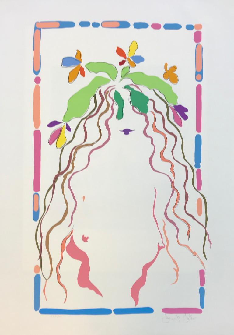 FRANK GALLO AMERICAN B.1933: Nude Tropical Fruit Hair, Lithograph in colors, 35.5 x 20 in (90.2 x 50.8 cm), pencil signed lower right, Edition 262/300