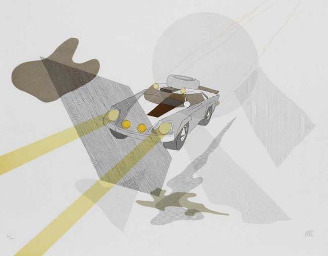 RAYMOND LOEWY FRENCH/AMERICAN 1893-1986: Headlights ,1985, lithograph, 22 in. x 28 in. (55.9 x 71.1 cm) signed and numbered in pencil, Edition: