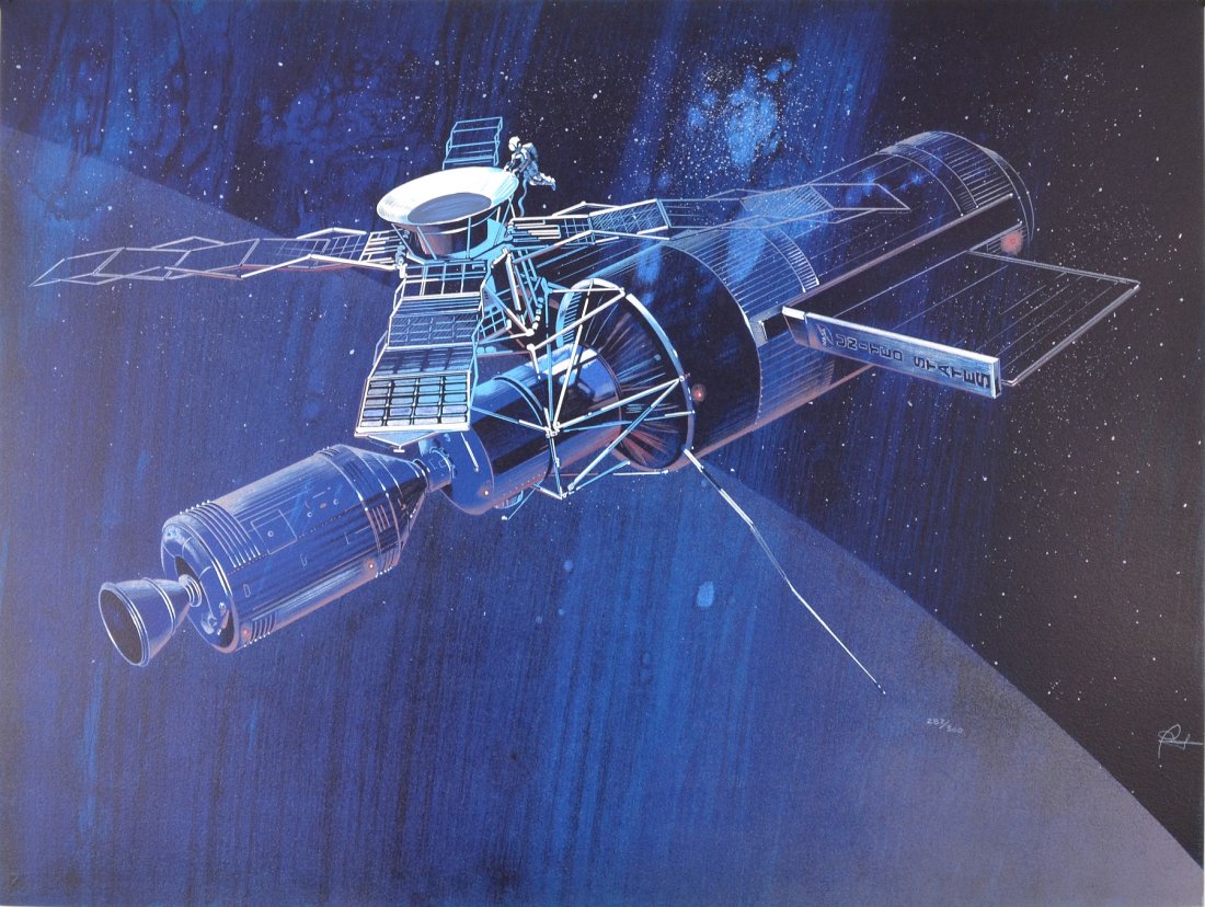 RAYMOND LOEWY FRENCH/AMERICAN 1893-1986: Skylab, 1978 , lithograph, 21 x 28 in. (53.3 cm x 71.1 cm) signed and numbered in pencil, Edition 282/300