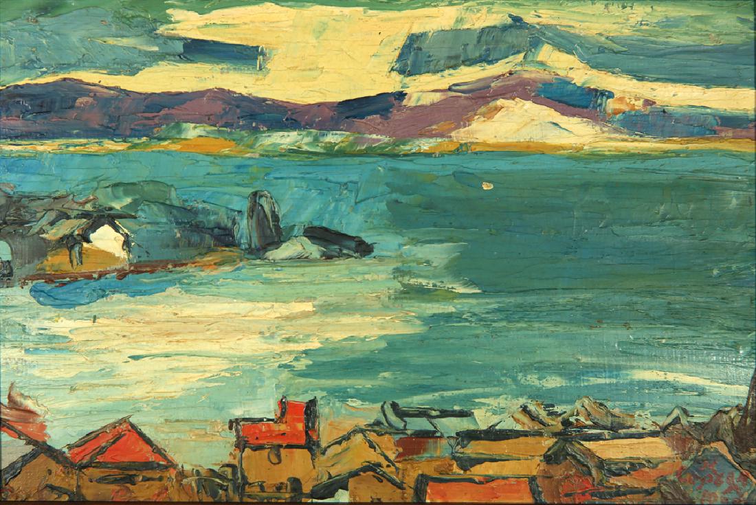MARTIROS A. SARIAN ARMENIAN 1880-1972: Lake Sevan, 1938, oil on board, 6 x 9 in (15.1 x 22.9 cm), signed lower right