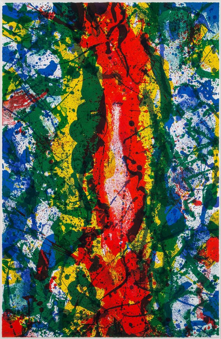 SAM FRANCIS AMERICAN 1923-1994: Untitled (SF-344), 1990 , original lithograph in colors , 47 1/4 x 30 in. (120.7 x 76.2 cm), Hand-signed by the artist in pencil and numbered, Edition 19/50