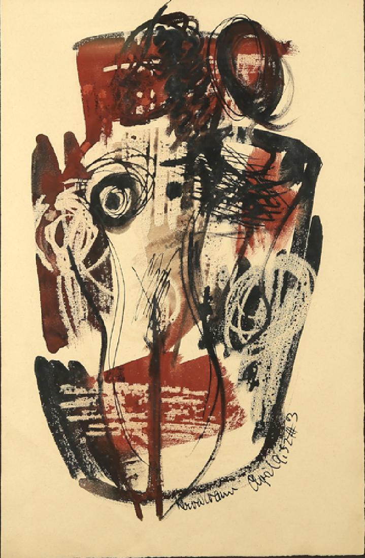 KONRAD CRAMER AMERICAN 1888-1963: Untitled, gouache/ink on paper, 19 x 12 in (48.3 x 30.5 cm), signed and dated. PROVENANCE: Fletcher Gallery, Woodstock, NY to a private collection New York