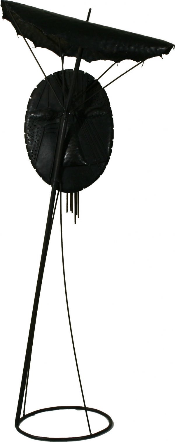 J. L. RUCKI (FRENCH) Umbrella Man Sculpture: JEAN LAMBERT RUCKI (FRENCH 1888-1967), "Umbrella Man", metal welded sculpture, 41 x 18 x 8 in (104.1 x 45.7 x 20.3 cm). Letter of Authentication with translation attached. PROVENANCE: Purchased from t