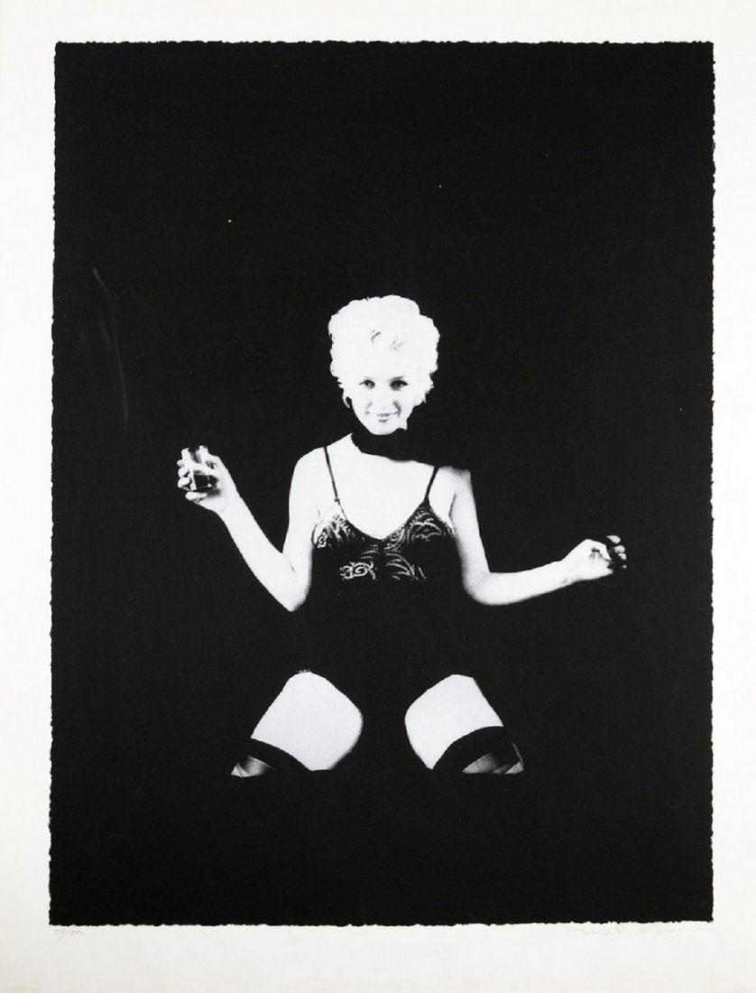 MILTON GREENE AMERICAN 1922-1985: A Little Drink Marilyn Monroe, C. 1973, silkscreen , 46x 35 (116.8 x 88.9 cm) signed lower right, Edition number 96/300