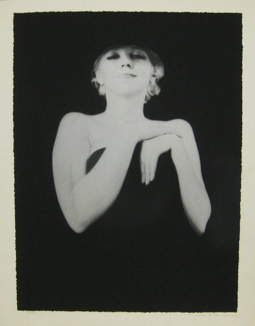 MILTON GREENE AMERICAN 1922-1985: The Black Sitting (CLOSE UP/Marilyn Monroe), photo lithograph , 40 x 35 in (101.6 cm x 88.9 cm) , pencil signed lower right, Edition: 110/300
