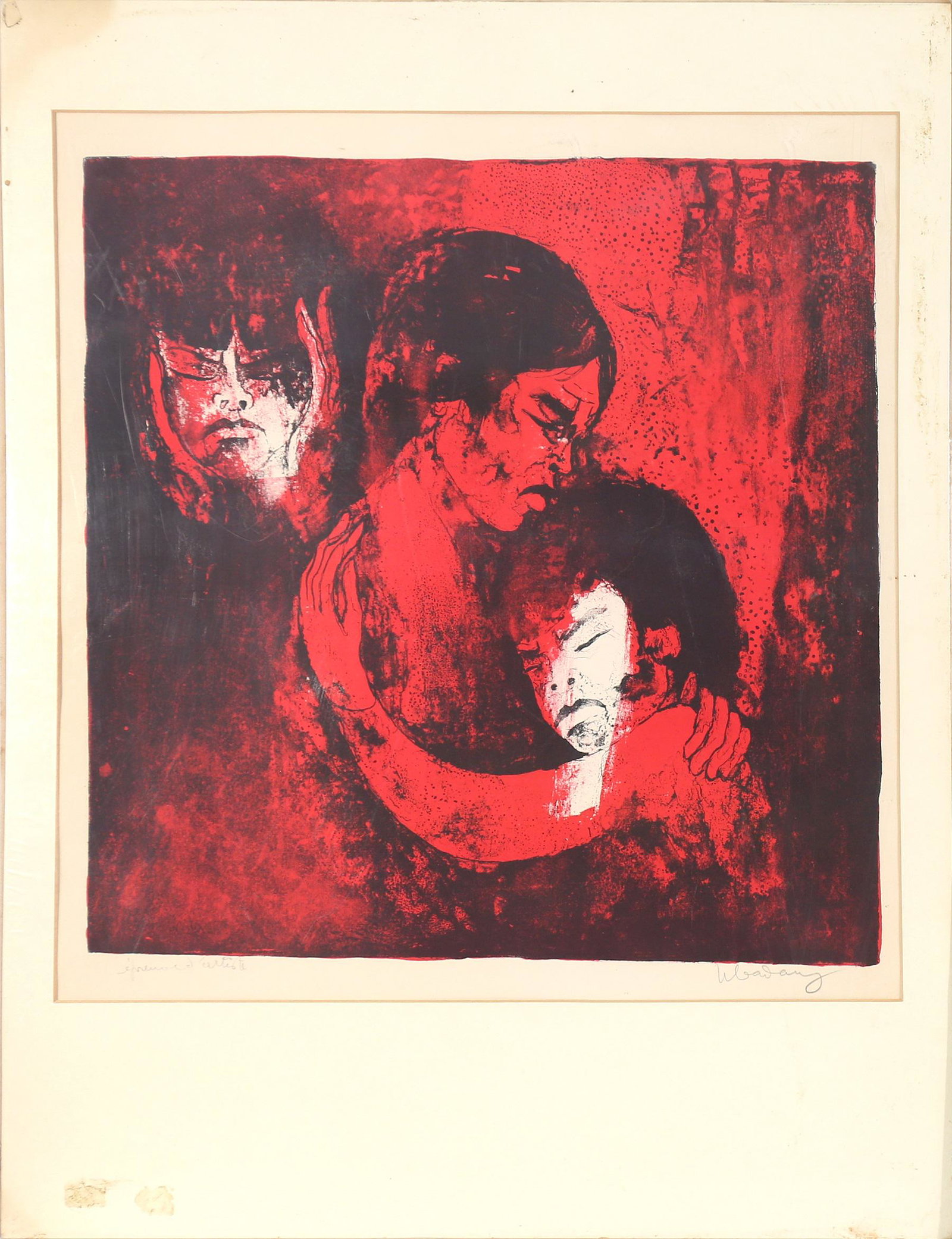 DANG LEBADANG VIETNAMESE 1922-2015: Group of four portraits, mixed mediaA: 11 1/2 x 8 in (29.2 x 20.3 cm) B: 11 1/2 x 8 in (29.2 x 20.3 cm) C: 17 x 16 3/4 in (43.1 x 42.5 cm) D: 22 x 16 1/8 in (55.8 x 40.9 cm)signed lower right in penci
