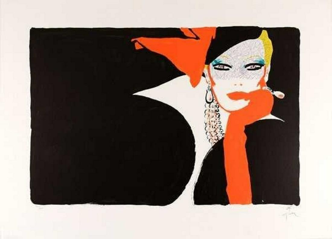 RENE GRUAU ITALIAN/ITALIAN/AMERICAN 1909-2004: Seba (Red Glove), Lithograph 24 x 33 in (61 x 83.8 cm) signed in pencil bottom right, Edition 294/300
