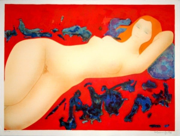ALAIN BONNEFOIT FRENCH B.1937: Nude with Red Hair, lithograph, 33 3/4 x 21 1/2 in (85.7 x 54.6 cm), signed lower left, Edition 111/250