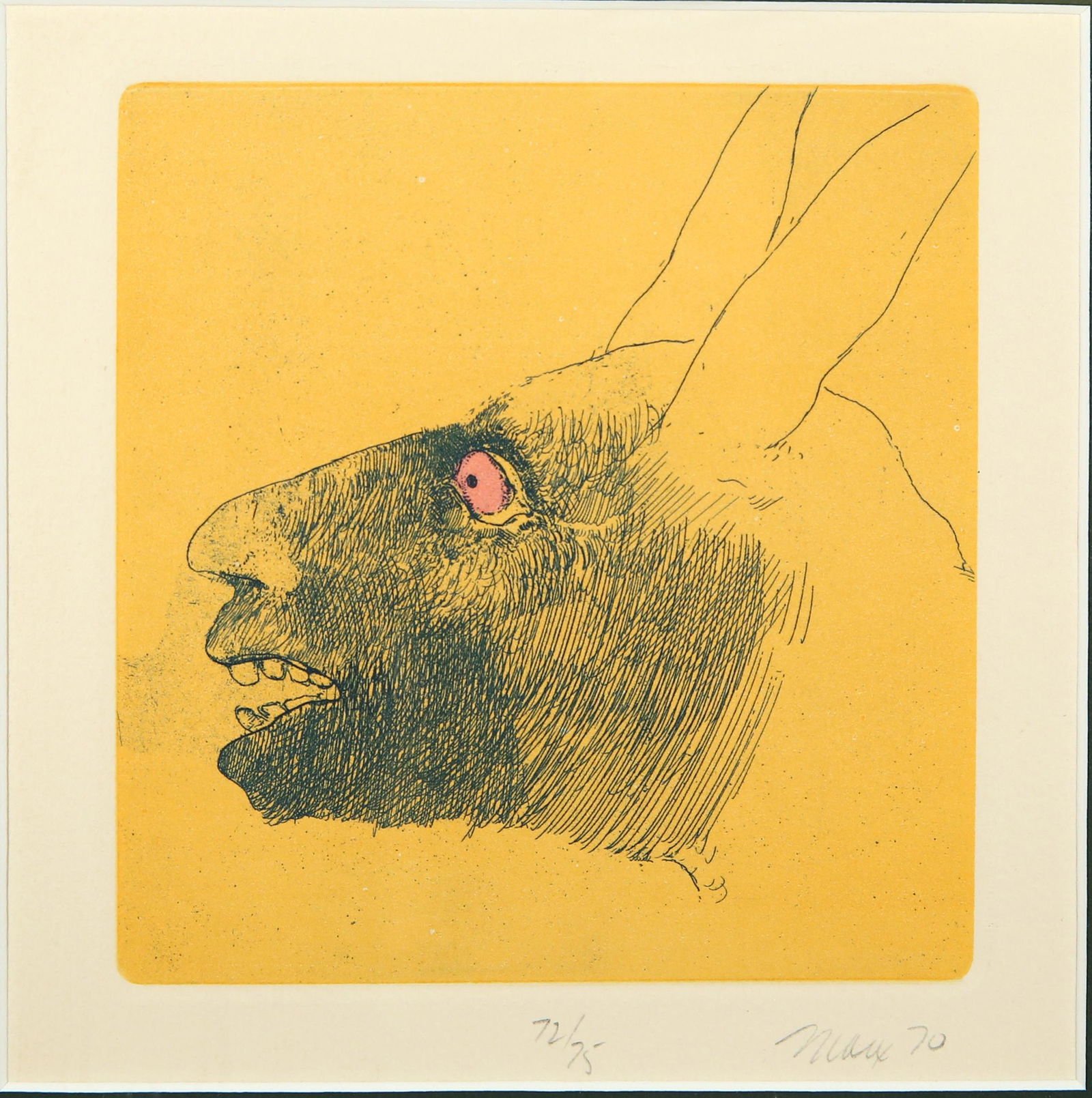 PETER MAX AMERICAN B.1937: The Donkey, lthograph, 5 1/4 x 5 1/4 in (13.3 x 13.3 cm) signed in pencil lower right, Edition 72/75