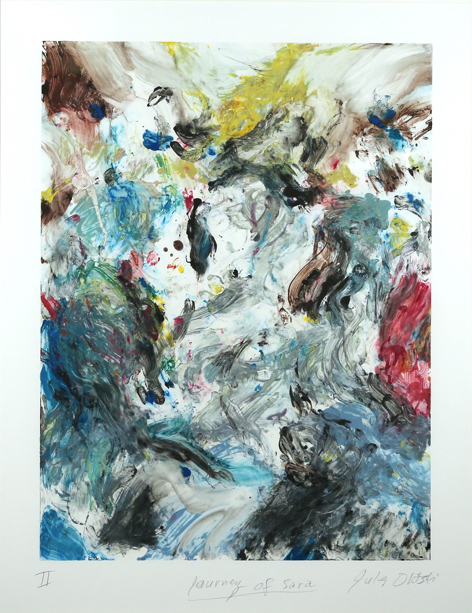 JULES OLITSKI AMERICAN 1922-2007: Journey of Sara II, lithograph, 24 x 18 in, signed lower right and titled, Numbered II lower left, PROVENANCE: From the collection of Ensign Bickford Co., Simsbury, CT